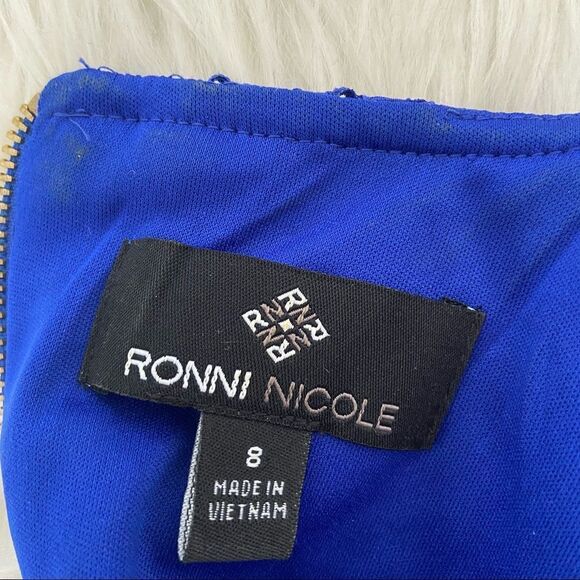Ronni Nicole Dress Lace Knee Length Cobalt Blue Size 8 - Picture 7 of 7